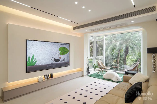 118㎡奶油風，自然優(yōu)雅的小清新橫廳設(shè)計，讓家呈現(xiàn)有趣的靈魂